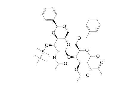 acetic acid [(2R,3R,4R,5R,6S)-3-[[(2S,4aR,6S,7R,8R,8aS)-7-acetamido-8-(tert-butyl-dimethyl-silyl)oxy-2-phenyl-4,4a,6,7,8,8a-hexahydropyrano[5,6-d][1,3]dioxin-6-yl]oxy]-5-acetamido-2-(benzyloxymethyl)-6-hydroxy-tetrahydropyran-4-yl] ester