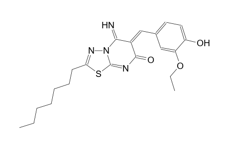 7H-[1,3,4]thiadiazolo[3,2-a]pyrimidin-7-one, 6-[(3-ethoxy-4-hydroxyphenyl)methylene]-2-heptyl-5,6-dihydro-5-imino-, (6Z)-