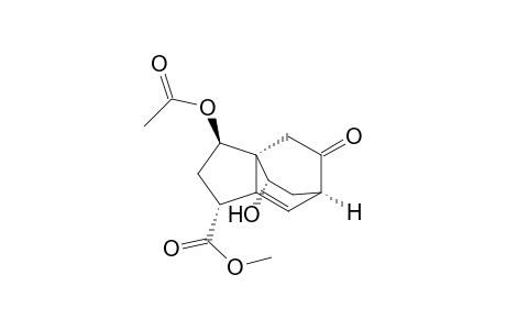 Methyl (1R*,3R*,3aR*,6R*,8S*)-3-acetoxy-8-hydroxy-5-oxo-1,2,3,4,5,6-hexahydro-3a,6-ethano-3aH-indene-1-carboxylate