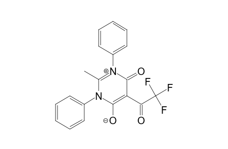 Pyrimidinium, 3,4-dihydro-6-hydroxy-2-methyl-4-oxo-1,3-diphenyl-5-(trifluoroacetyl)-, hydroxide, inner salt