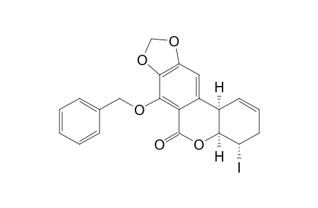 6H-[1,3]Benzodioxolo[5,6-c][1]benzopyran-6-one, 3,4,4a,11b-tetrahydro-4-iodo-7-(phenylmethoxy)-, (4.alpha.,4a.alpha.,11b.alpha.)-(.+-.)-