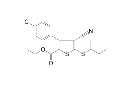 Thiophene-2-carboxylic acid, 3-(4-chlorophenyl)-4-cyano-5-(1-methylpropylthio)-, ethyl ester