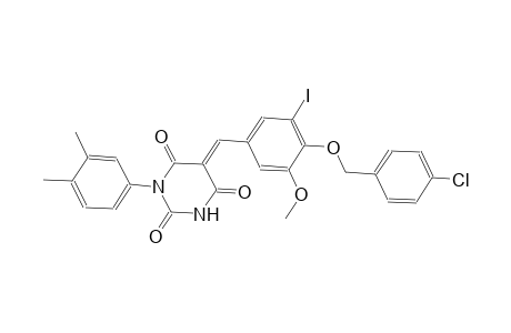 (5E)-5-{4-[(4-chlorobenzyl)oxy]-3-iodo-5-methoxybenzylidene}-1-(3,4-dimethylphenyl)-2,4,6(1H,3H,5H)-pyrimidinetrione
