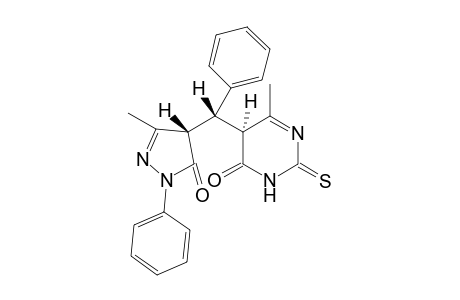 4-[ .alpha.-(3'-Methyl-5'-oxo-1'-phenyl-2'-pyrazolin-4'-yl)benzyl]-4-methyl-2-thio-1,2,5,6-tetrahydropyrimidin-6-one