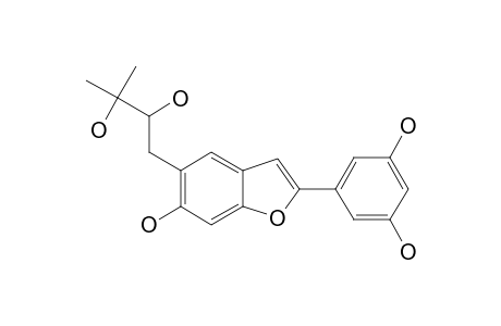 MORACIN-R;5-(2,3-DIHYDROXY-3-METHYLBUTYL)-2-(3,5-DIHYDROXYPHENYL)-BENZOFURAN-6-OL