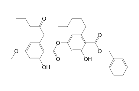 Benzoic acid, 2-hydroxy-4-[[2-hydroxy-4-methoxy-6-(2-oxopentyl)benzoyl]oxy]-6-pentyl-, phenylmethyl ester