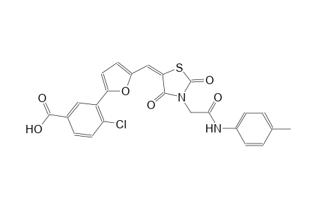 4-chloro-3-[5-((E)-{2,4-dioxo-3-[2-oxo-2-(4-toluidino)ethyl]-1,3-thiazolidin-5-ylidene}methyl)-2-furyl]benzoic acid