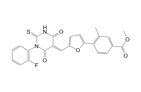 methyl 4-{5-[(E)-(1-(2-fluorophenyl)-4,6-dioxo-2-thioxotetrahydro-5(2H)-pyrimidinylidene)methyl]-2-furyl}-3-methylbenzoate