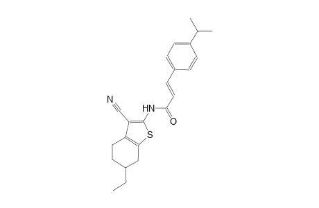 (2E)-N-(3-cyano-6-ethyl-4,5,6,7-tetrahydro-1-benzothien-2-yl)-3-(4-isopropylphenyl)-2-propenamide
