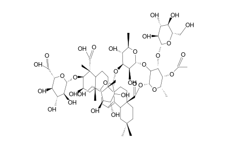 HERNIARI SAPONIN 3 ; 28-O-(beta-D-GLUCOPYRANOSYL(1-3)-alpha-L-RHAMNOPYRANOSYL-(1-2)-(beta-D-GLUCOPYRANOSYL(1-3))-4-ACETYL-beta-D-FUCOPYRANOSYL(1-))-MEDICAGENIC ACID-3-O-beta-D-GLUCURONIDE