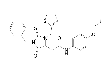 2-[1-benzyl-5-oxo-3-(2-thienylmethyl)-2-thioxo-4-imidazolidinyl]-N-(4-propoxyphenyl)acetamide