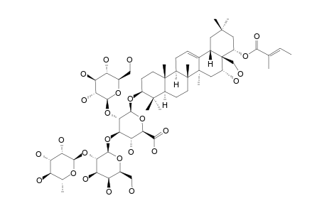 #3;SANCHKASAPONIN-G;22-O-TIGLOYL-CAMELLIAGENIN-A-3-O-[BETA-D-GLUCOPYRANOSYL-(1->2)]-[ALPHA-L-RHAMNOPYRANOSYL-(1->2)-BETA-D-GALACTOPYRANOSYL-(1->3)]-BETA-D-GLUC