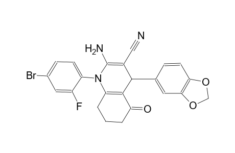 2-amino-4-(1,3-benzodioxol-5-yl)-1-(4-bromo-2-fluorophenyl)-5-oxo-1,4,5,6,7,8-hexahydro-3-quinolinecarbonitrile