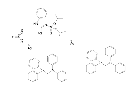 N'-Diisopropoxyphosphinothioyl-N-phenyl-carbamimidothioate bis(diphenylphosphanylmethyl(diphenyl)phosphane) disilver(I) nitrate