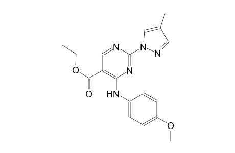 ethyl 4-(4-methoxyanilino)-2-(4-methyl-1H-pyrazol-1-yl)-5-pyrimidinecarboxylate