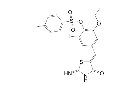 2-ethoxy-4-[(Z)-(2-imino-4-oxo-1,3-thiazolidin-5-ylidene)methyl]-6-iodophenyl 4-methylbenzenesulfonate