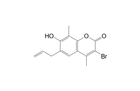 3-Bromanyl-4,8-dimethyl-7-oxidanyl-6-prop-2-enyl-chromen-2-one