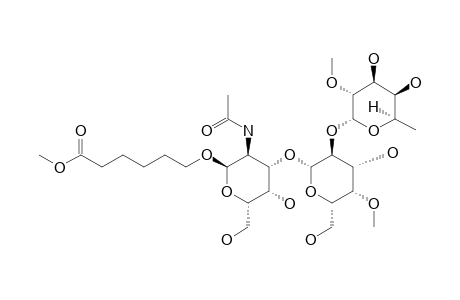 #11;5-(METHOXYCARBONYL)-PENTYL-2-O-METHYL-ALPHA-L-FUCOPYRANOSYL-(1->2)-4-O-METHYL-BETA-D-GALACTOPYRANOSYL-(1->3)-2-ACETAMIDE-2-DEOXY-ALPHA-D-GALACTOPYRANOSIDE;