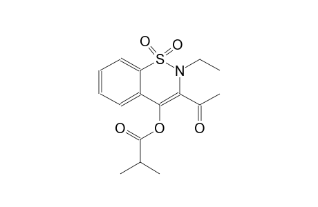 3-acetyl-2-ethyl-1,1-dioxido-2H-1,2-benzothiazin-4-yl 2-methylpropanoate