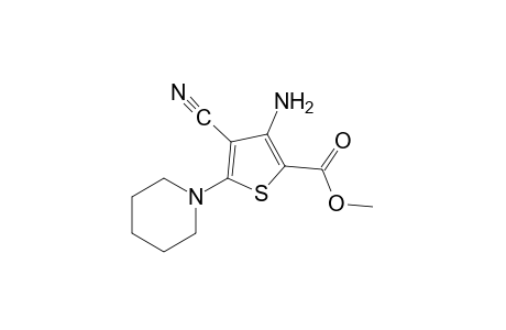 3-amino-4-cyano-5-piperidino-2-thiophenecarboxylic acid, methyl ester