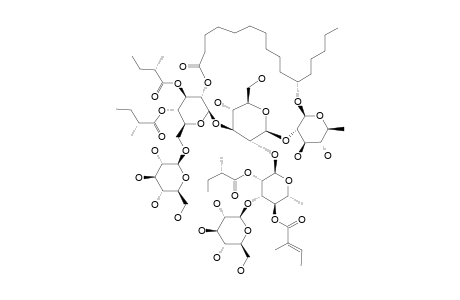 #4;CALYSOLIN-VIII;(11S)-JALAPINOLIC-ACID-11-O-BETA-D-GLUCOPYRANOSYL-(1->3)-O-[2-O-(2S)-METHYLBUTYRYL,4-O-TIGLOYL]-ALPHA-L-RHAMNOPYRANOSYL-(1->2)-[O-BETA-D-GLUC