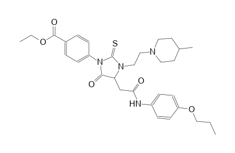 ethyl 4-{3-[2-(4-methyl-1-piperidinyl)ethyl]-5-oxo-4-[2-oxo-2-(4-propoxyanilino)ethyl]-2-thioxo-1-imidazolidinyl}benzoate