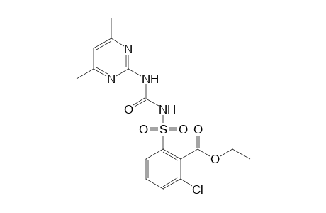 Benzoic acid, 2-chloro-6-[[[[(4,6-dimethyl-2-pyrimidinyl)amino]carbonyl]amino]sulfonyl]-, ethyl ester