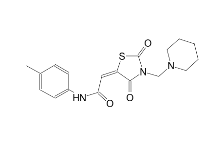 (2E)-2-[2,4-dioxo-3-(1-piperidinylmethyl)-1,3-thiazolidin-5-ylidene]-N-(4-methylphenyl)ethanamide