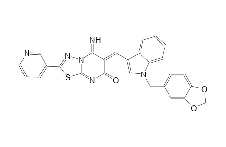 (6Z)-6-{[1-(1,3-benzodioxol-5-ylmethyl)-1H-indol-3-yl]methylene}-5-imino-2-(3-pyridinyl)-5,6-dihydro-7H-[1,3,4]thiadiazolo[3,2-a]pyrimidin-7-one