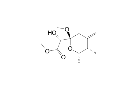 2H-Pyran-2-acetic acid, tetrahydro-.alpha.-hydroxy-2-methoxy-5,6-dimethyl-4-methylene-, methyl ester, [2.alpha.,2(S*),5.beta.,6.beta.]-(.+-.)-