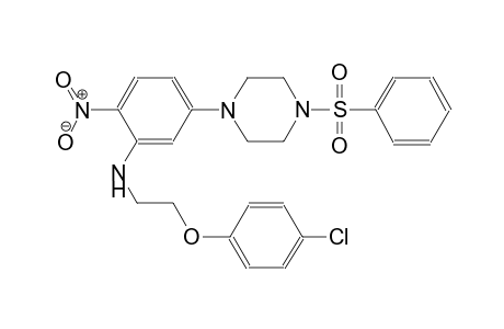 benzenamine, N-[2-(4-chlorophenoxy)ethyl]-2-nitro-5-[4-(phenylsulfonyl)-1-piperazinyl]-