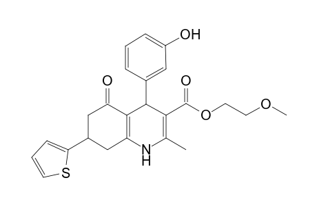 2-Methoxyethyl 4-(3-hydroxyphenyl)-2-methyl-5-oxidanylidene-7-thiophen-2-yl-4,6,7,8-tetrahydro-1H-quinoline-3-carboxylate