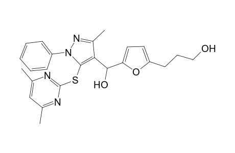 3-(5-((5-(4,6-dimethylpyrimidin-2-ylthio)-3-methyl-1-phenyl-1H-pyrazol-4-yl)(hydroxy)methyl)furan-2-yl)propan-1-ol