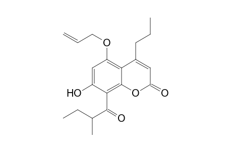 2H-1-Benzopyran-2-one, 7-hydroxy-8-(2-methyl-1-oxobutyl)-5-(2-propenyloxy)-4-propyl-, (.+-.)-