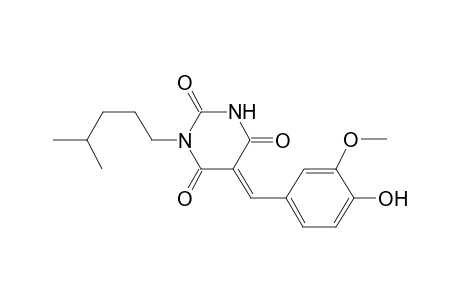 Pyrimidine-2,4,6(1H,3H,5H)-trione, 5-(4-hydroxy-3-methoxybenzylidene)-1-(4-methylpentyl)-