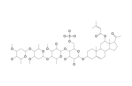 EXTENSUMSIDE_B;12-(3-METHYLBUT-2-ENOYLOXY)-PREGN-5-EN-20-ONE_3-O-[BETA-CYMAROPYRANOSYL-(1->4)-BETA-CYMAROPYRANOSYL-(1->4)-BETA-THEVETO