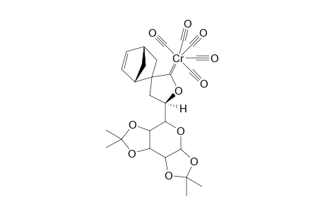 (3R,5R,1'R,4'R)-Pentacarbonyl{3-[1'',2'':3'',4''-di-O-isopropylidene-.alpha.,L-5''-arabinopyranosyl)spiro[bicyclo[2.2.1]hept-2'-ene-5',5-2-oxacyclopentylidene]}chromium(0)