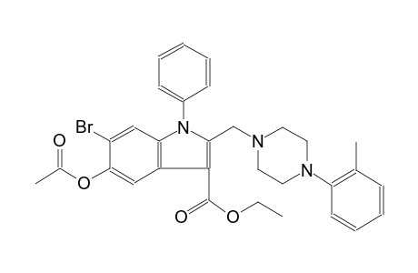 5-Acetoxy-6-bromo-2-[[4-(o-tolyl)piperazino]methyl]-1-phenyl-indole-3-carboxylic acid ethyl ester