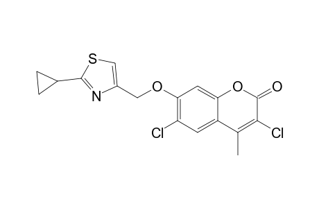 2H-1-Benzopyran-2-one, 3,6-dichloro-7-[(2-cyclopropyl-4-thiazolyl)methoxy]-4-methyl-