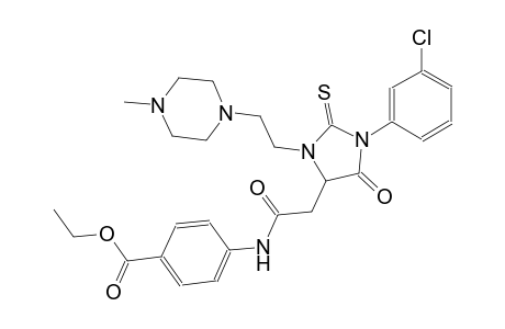 ethyl 4-[({1-(3-chlorophenyl)-3-[2-(4-methyl-1-piperazinyl)ethyl]-5-oxo-2-thioxo-4-imidazolidinyl}acetyl)amino]benzoate