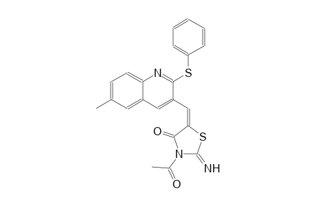 4-thiazolidinone, 3-acetyl-2-imino-5-[[6-methyl-2-(phenylthio)-3-quinolinyl]methylene]-, (5E)-