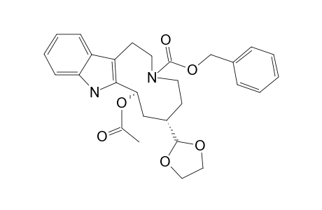 8-ACETOXY-3-BENZYLOXYCARBONYL-6-[2-(1,3-DIOXOLANYL)]-2,3,4,5,6,7,8,9-OCTAHYDRO-1-H-AZECINO-[5.4-B]-INDOL3