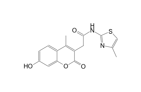 2H-1-benzopyran-3-acetamide, 7-hydroxy-4-methyl-N-(4-methyl-2-thiazolyl)-2-oxo-