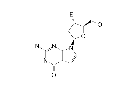 2-AMINO-7-(2,3-DIDEOXY-3-FLUORO-BETA-D-ERYTHRO-PENTOFURANOSYL)-7H-PYRROLO-[2,3-D]-PYRIMIDIN-4(3H)-ONE