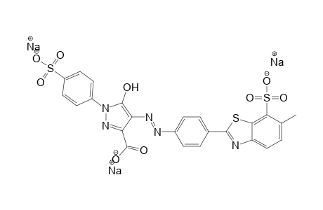 1H-Pyrazole-3-carboxylic acid, 4,5-dihydro-4-[[4-(6-methyl-7-sulfo-2-benzothiazolyl)phenyl]azo]-5-oxo-1-(4-sulfophenyl)-, trisodium salt