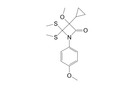 3-CYCLOPROPYL-3-METHOXY-1-(PARA-METHOXYPHENYL)-4,4-BIS-(METHYLTHIO)-2-AZETIDINONE