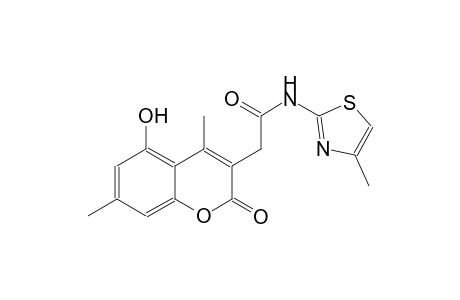 2H-1-benzopyran-3-acetamide, 5-hydroxy-4,7-dimethyl-N-(4-methyl-2-thiazolyl)-2-oxo-