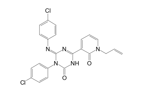 1-(4-Chlorophenyl)-6-[(4-chlorophenyl)amino]-4-(2-oxidanylidene-1-prop-2-enyl-pyridin-3-yl)-1,3,5-triazin-2-one