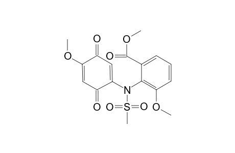 N-Mesyl-5-methoxy-2-(6-methoxy-2-methoxtycarbonylanilino)-p-benzoquinone
