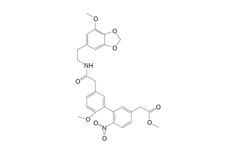 2-Methoxy-5-{N-[2-(3-methoxy-4,5-methylenedioxyphenyl)ethyl]amido}methyl-5'-(methoxycarbonyl)methyl-2'-nitrobiphenyl